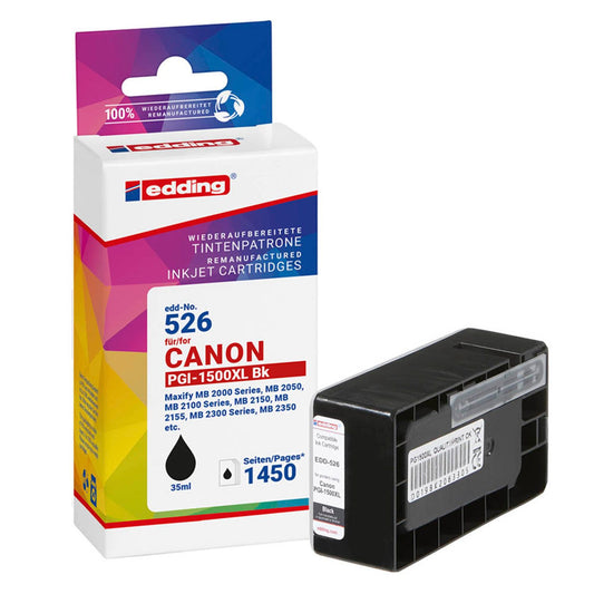 edding EDD-526 schwarz Druckerpatrone kompatibel zu Canon PGI-1500 XL BK | 18-526