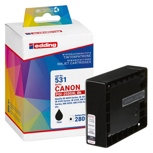 edding EDD-531 schwarz Druckerpatrone kompatibel zu Canon PGI-2500 XL BK | 18-531