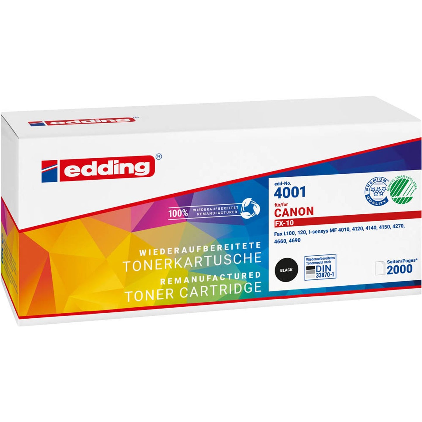edding EDD-4001 schwarz Toner kompatibel zu Canon FX-10 | 18-4001