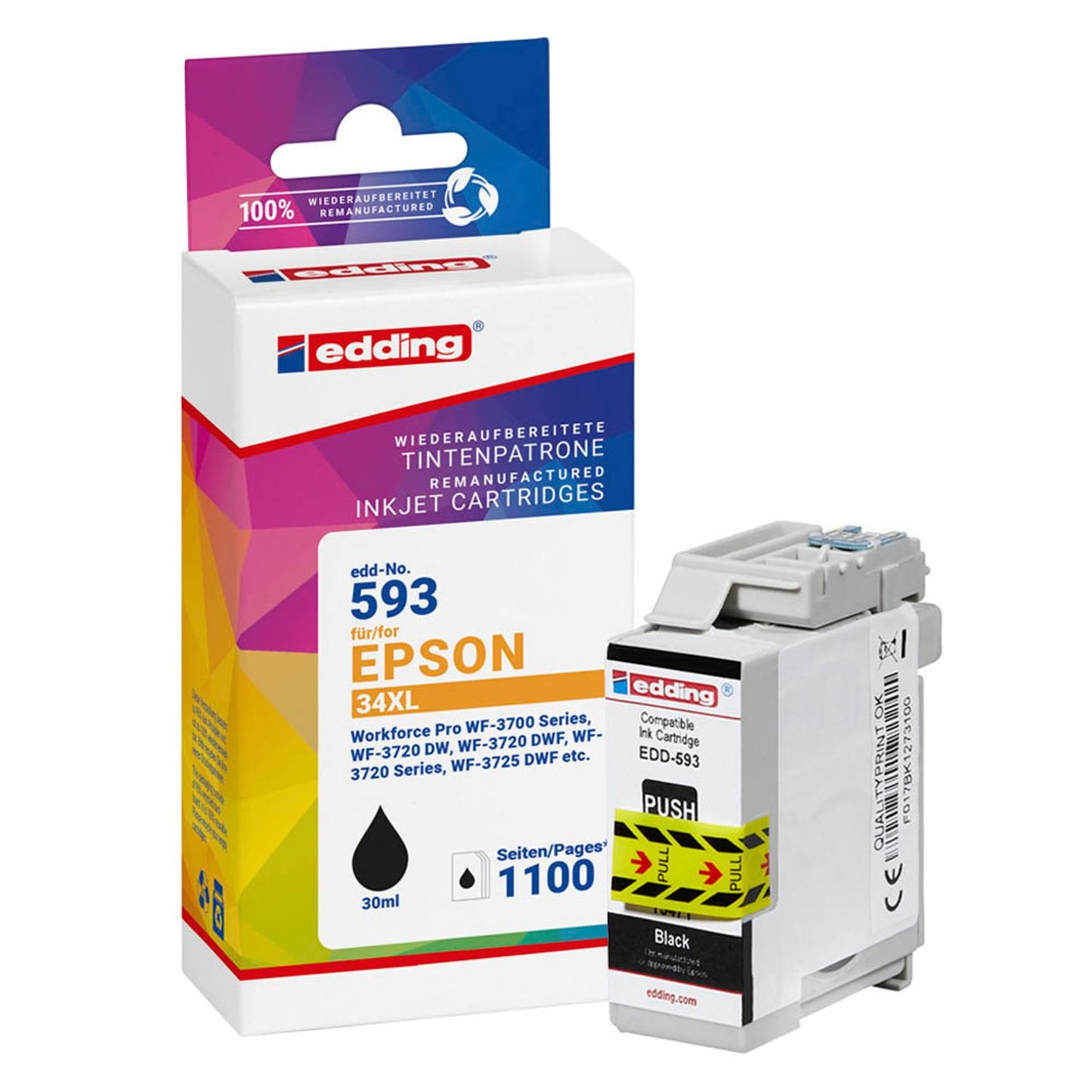 edding EDD-593 schwarz Druckerpatrone kompatibel zu EPSON 34XL / T3471XL | 18-593/18-593-01