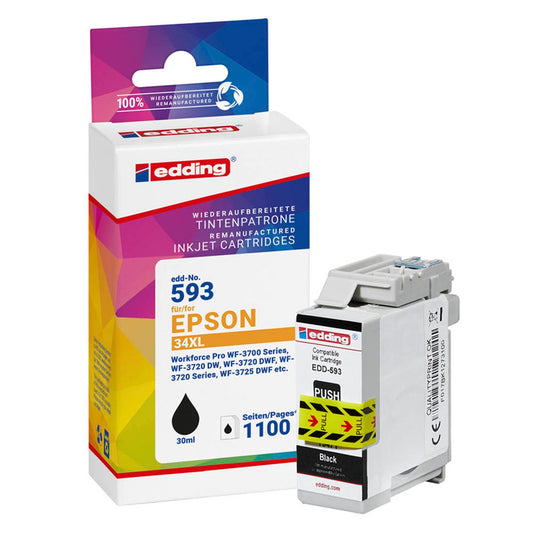 edding EDD-593 schwarz Druckerpatrone kompatibel zu EPSON 34XL / T3471XL | 18-593/18-593-01