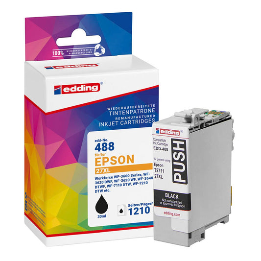 edding EDD-488 schwarz Druckerpatrone kompatibel zu EPSON 27XL / T2711XL | 18-488/18-488-01