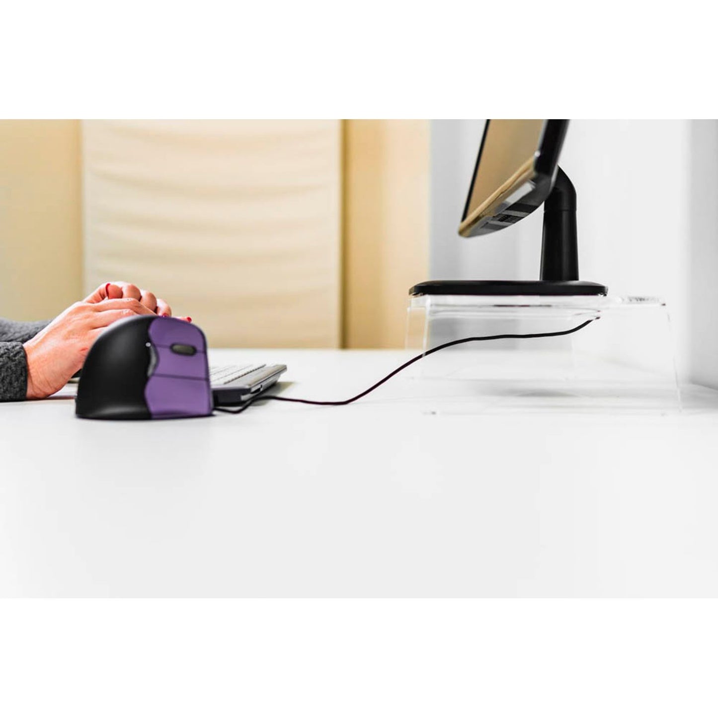 BAKKER ELKHUIZEN Evoluent 4 Small Maus ergonomisch kabelgebunden lila, schwarz | BNEEVR4S