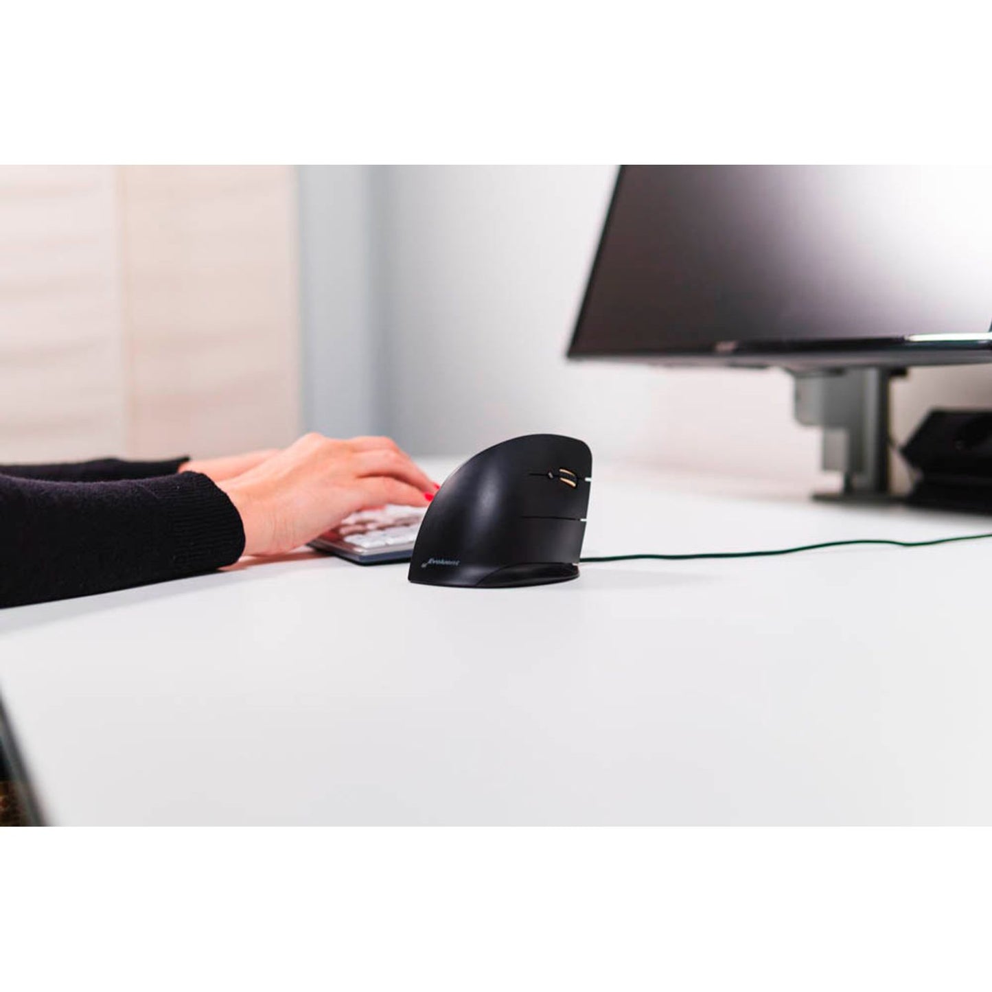 BAKKER ELKHUIZEN Evoluent C Maus ergonomisch kabelgebunden schwarz, silber | BNEEVRC