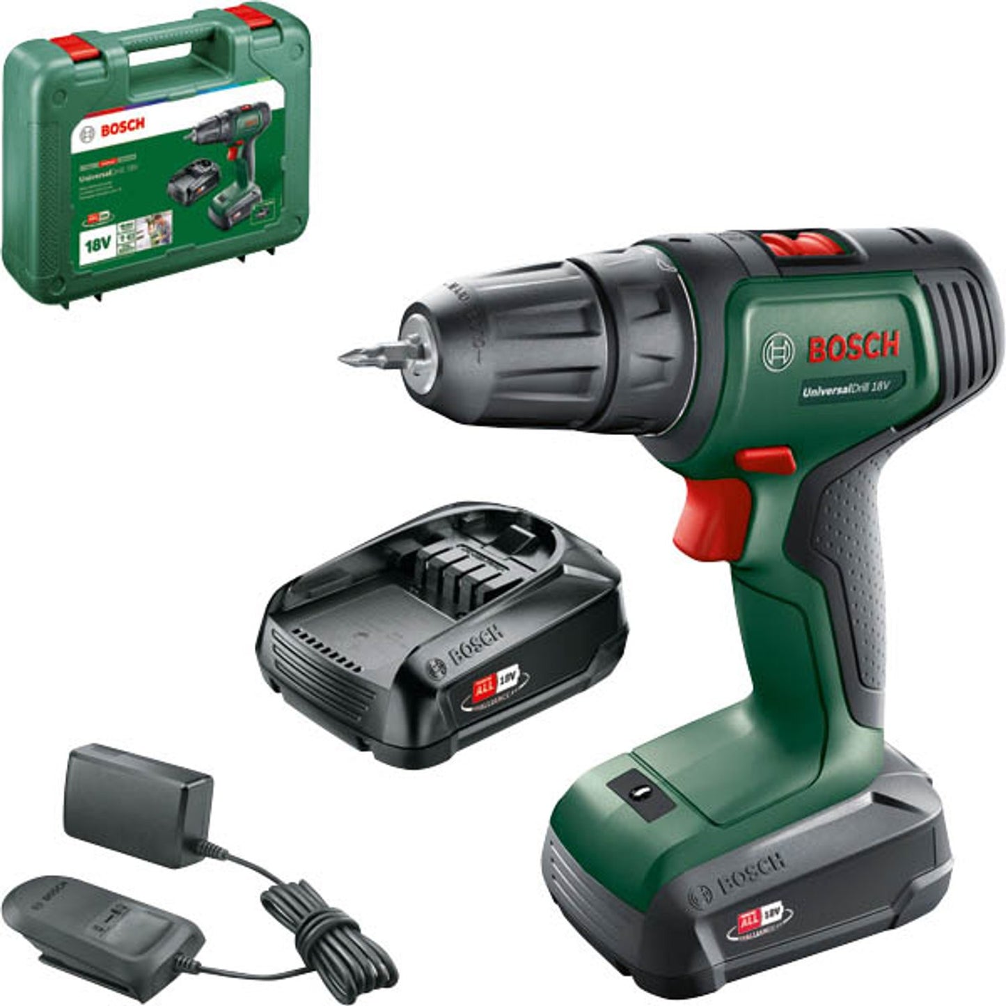 BOSCH Home & Garden UniversalDrill 18V Akku-Bohrschrauber 18,0 V, mit 2 Akkus | 06039D4002