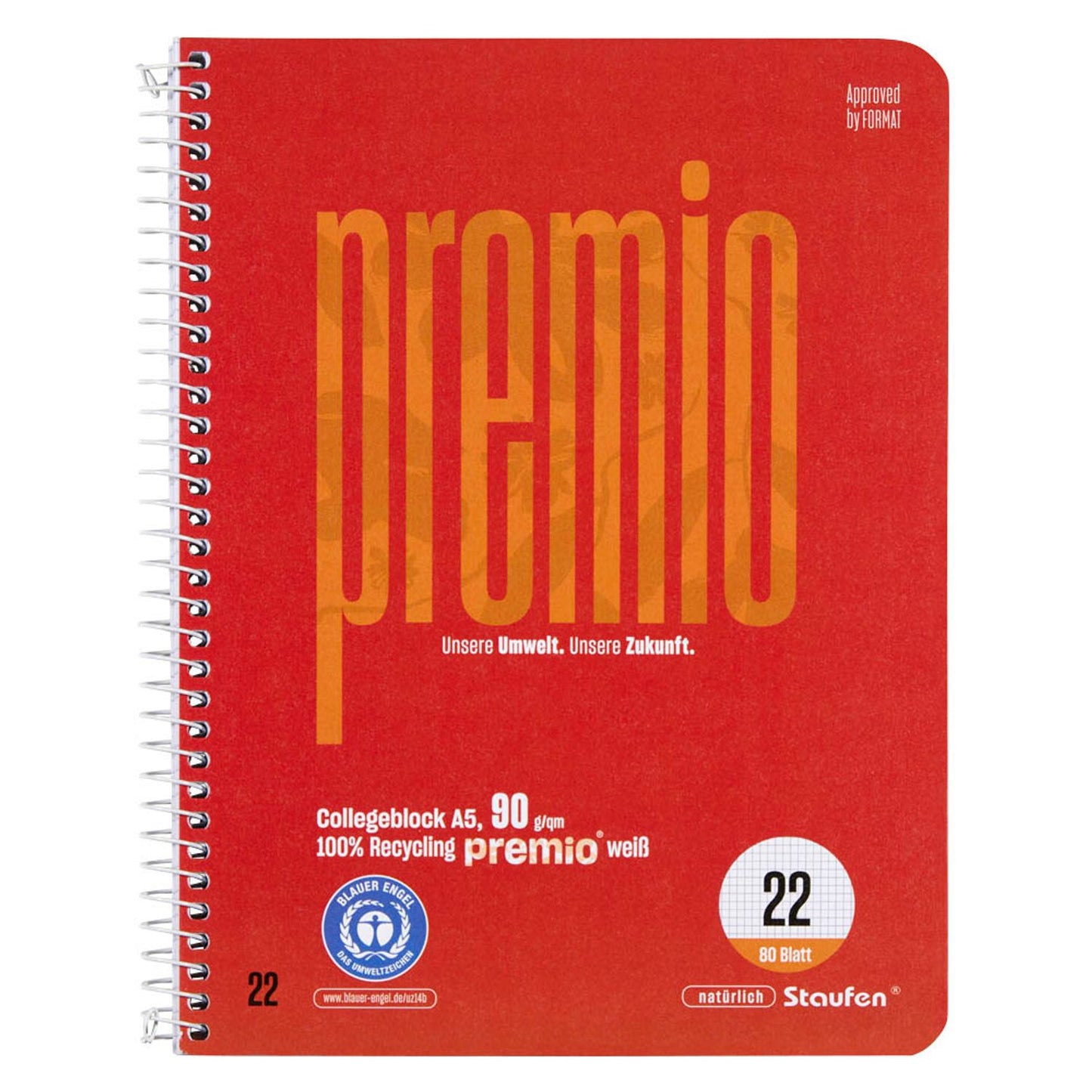 Staufen® Collegeblock Premio kariert DIN A5 ohne Rand | 40834022