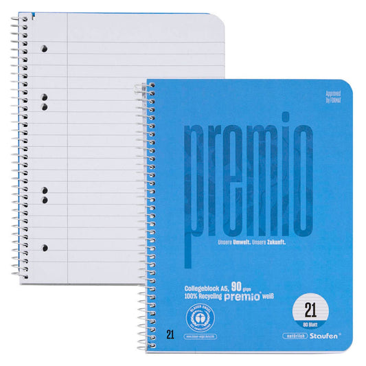 Staufen® Collegeblock Premio liniert DIN A5 ohne Rand | 40834021
