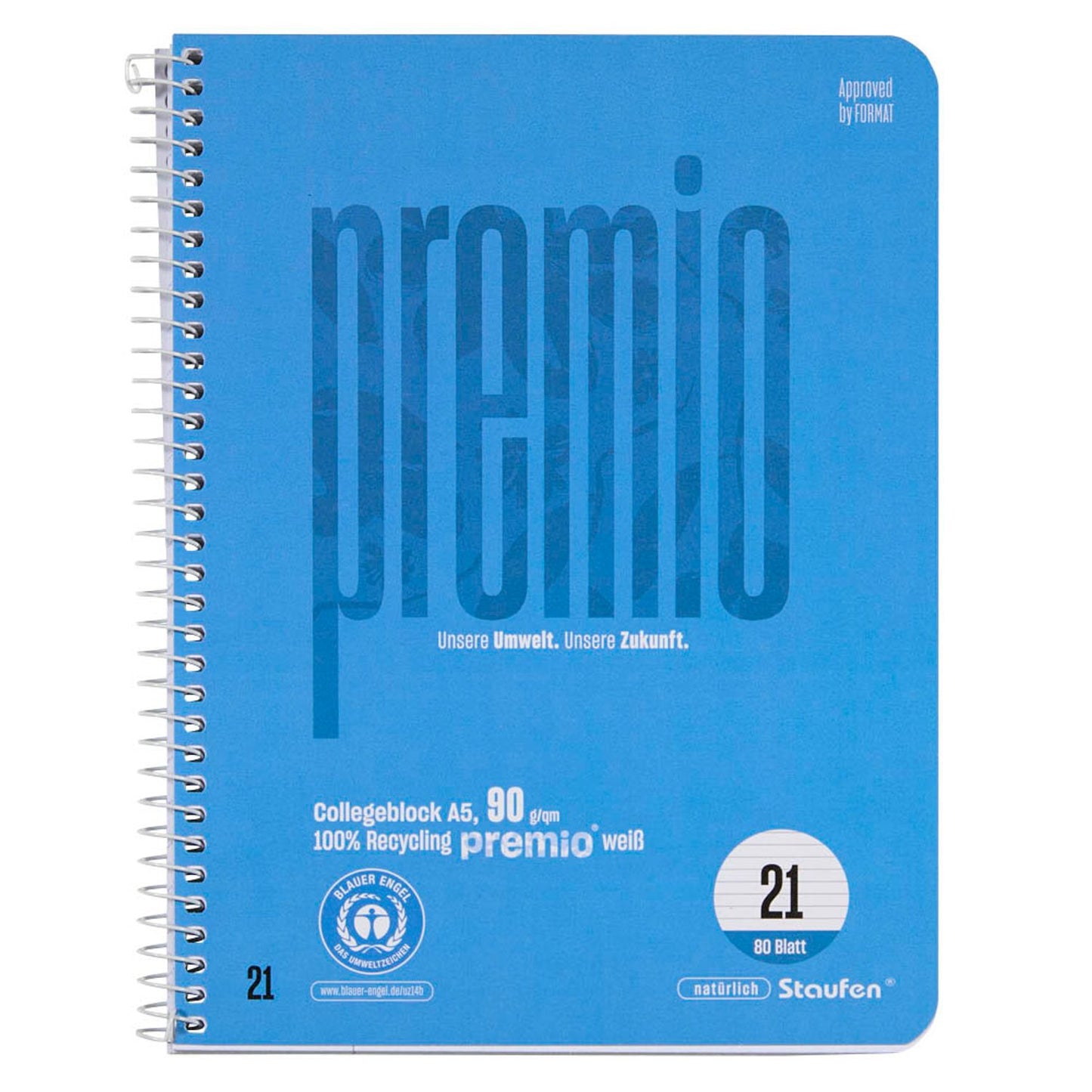 Staufen® Collegeblock Premio liniert DIN A5 ohne Rand | 40834021
