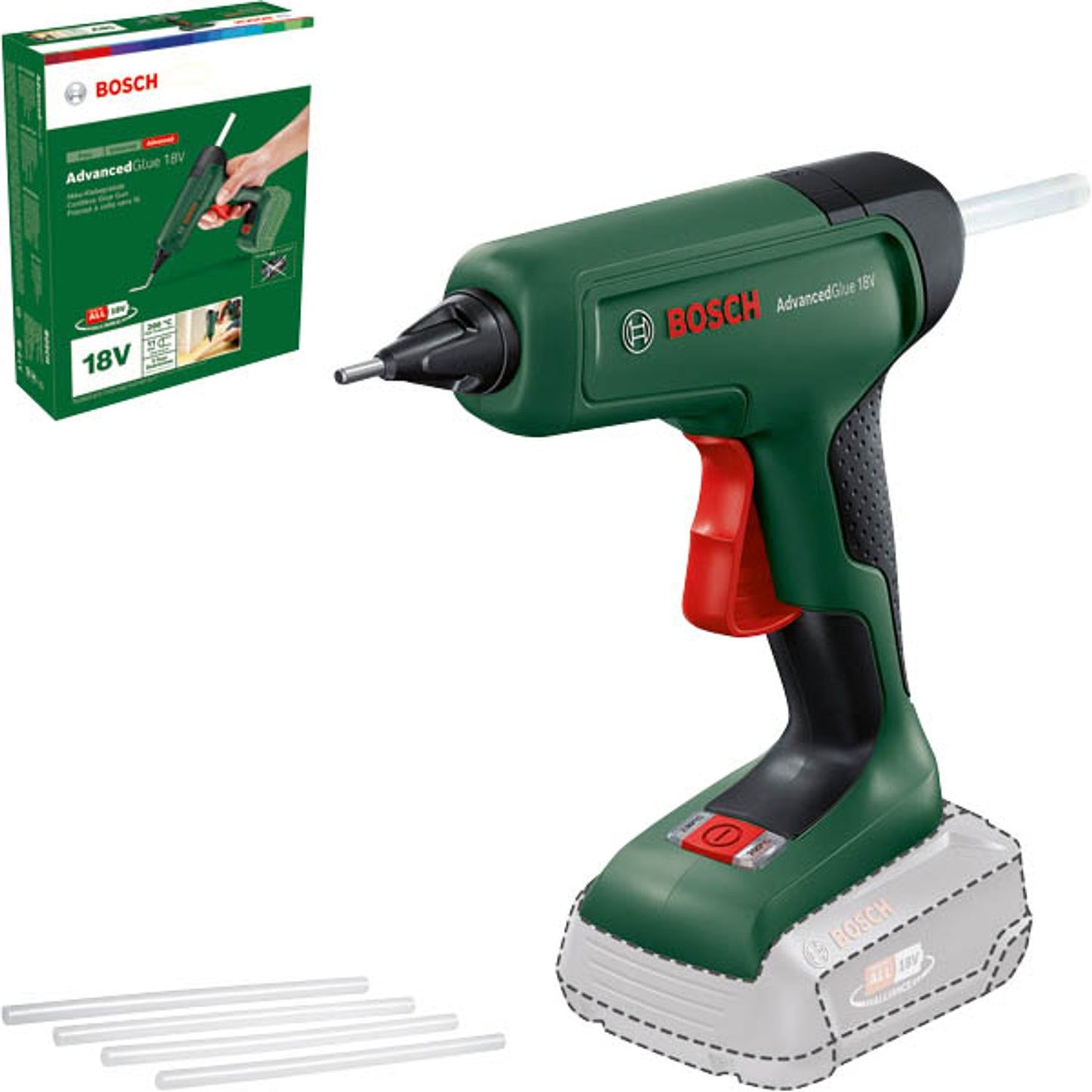 BOSCH Home & Garden AdvancedGlue 18V Akku-Heißklebepistole grün, schwarz | 603264800