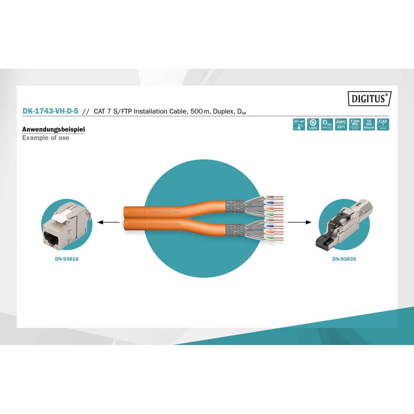 DIGITUS Ethernet Netzwerkkabel 500 m orange 1.200 MHz | DK-1743-VH-D-5