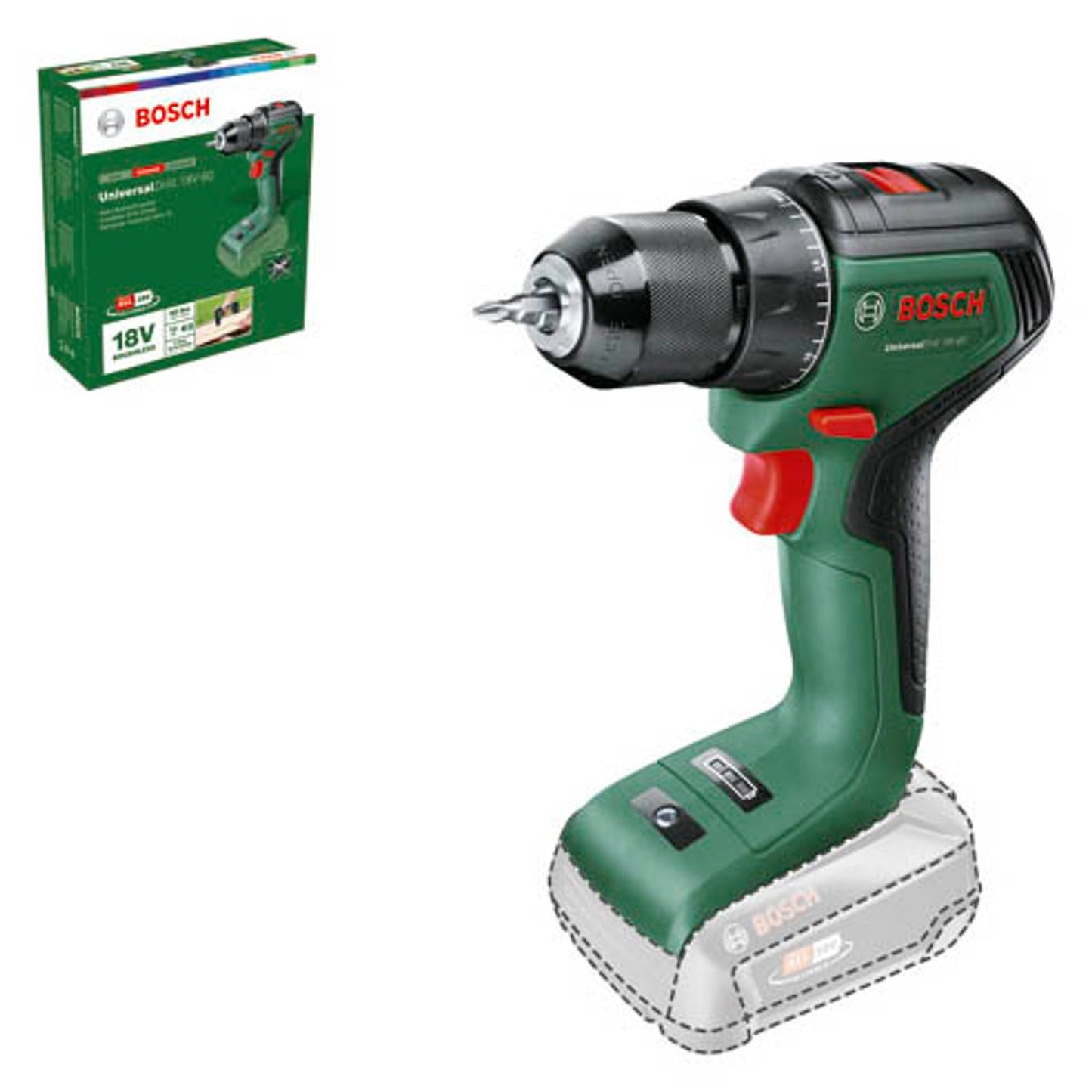 BOSCH Home & Garden UniversalDrill 18V-60 Akku-Bohrschrauber 18,0 V, ohne Akku | 06039D7000