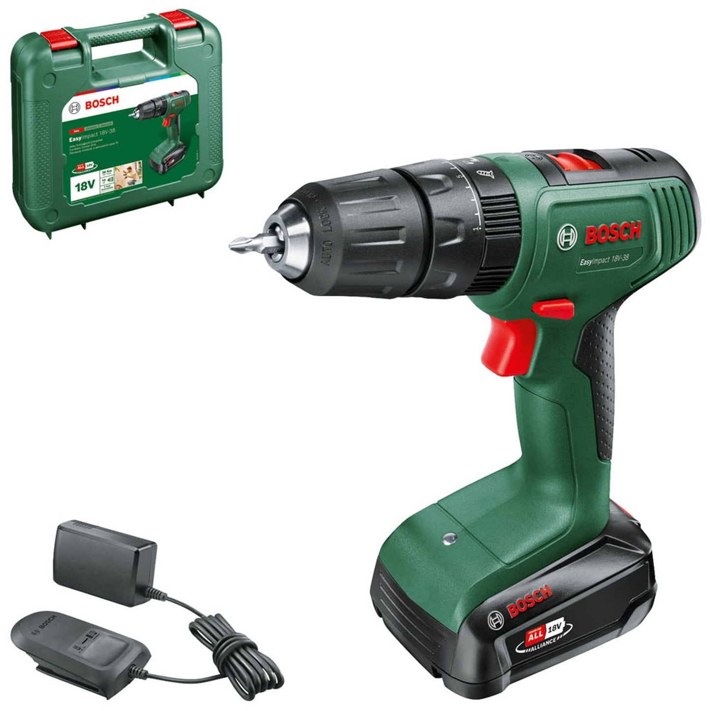 BOSCH Home & Garden EasyImpact 18V-38 Akku-Schlagbohrschrauber-Set 18,0 V, mit 1 Akku | 06039D810E