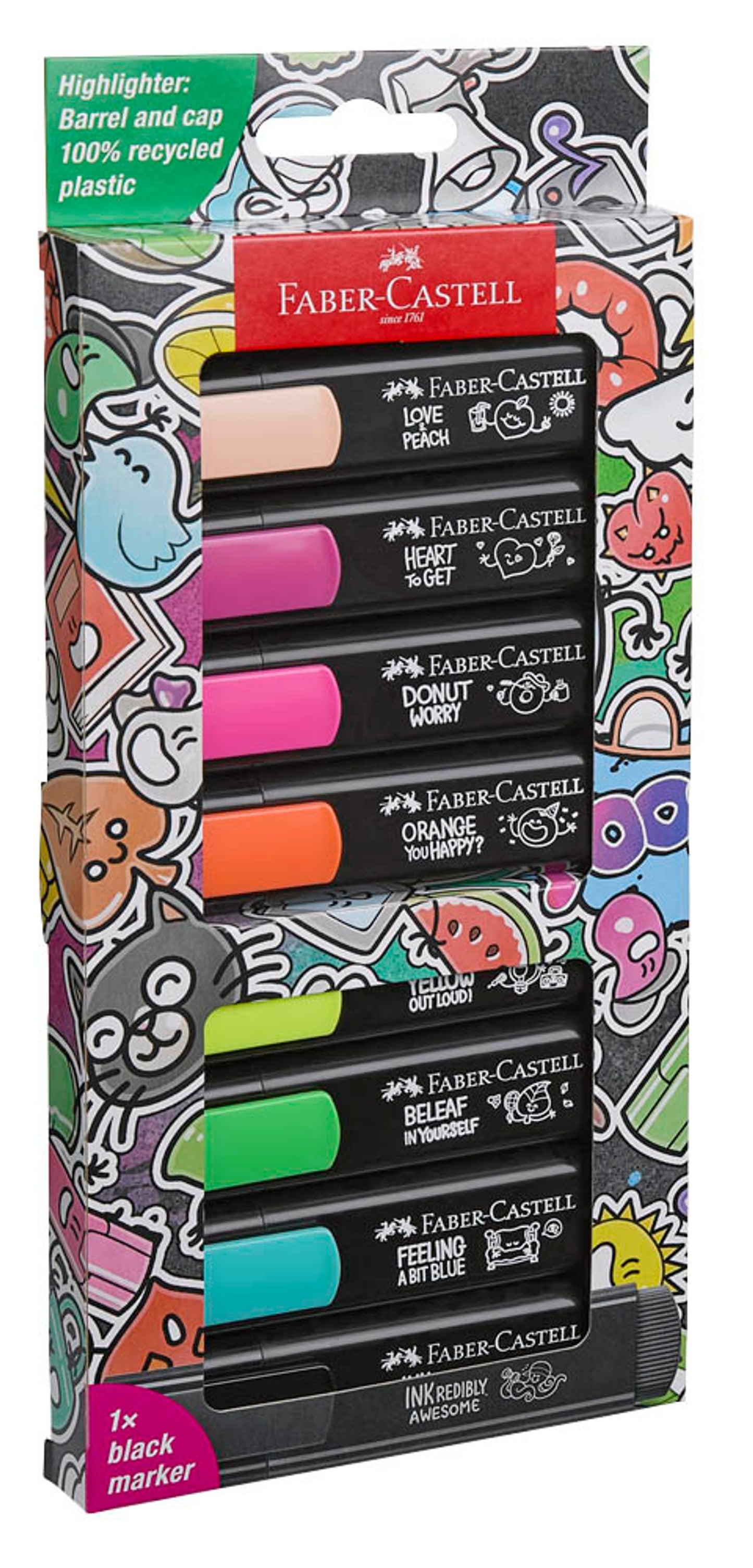 FABER-CASTELL Graffiti Textmarker farbsortiert, St.