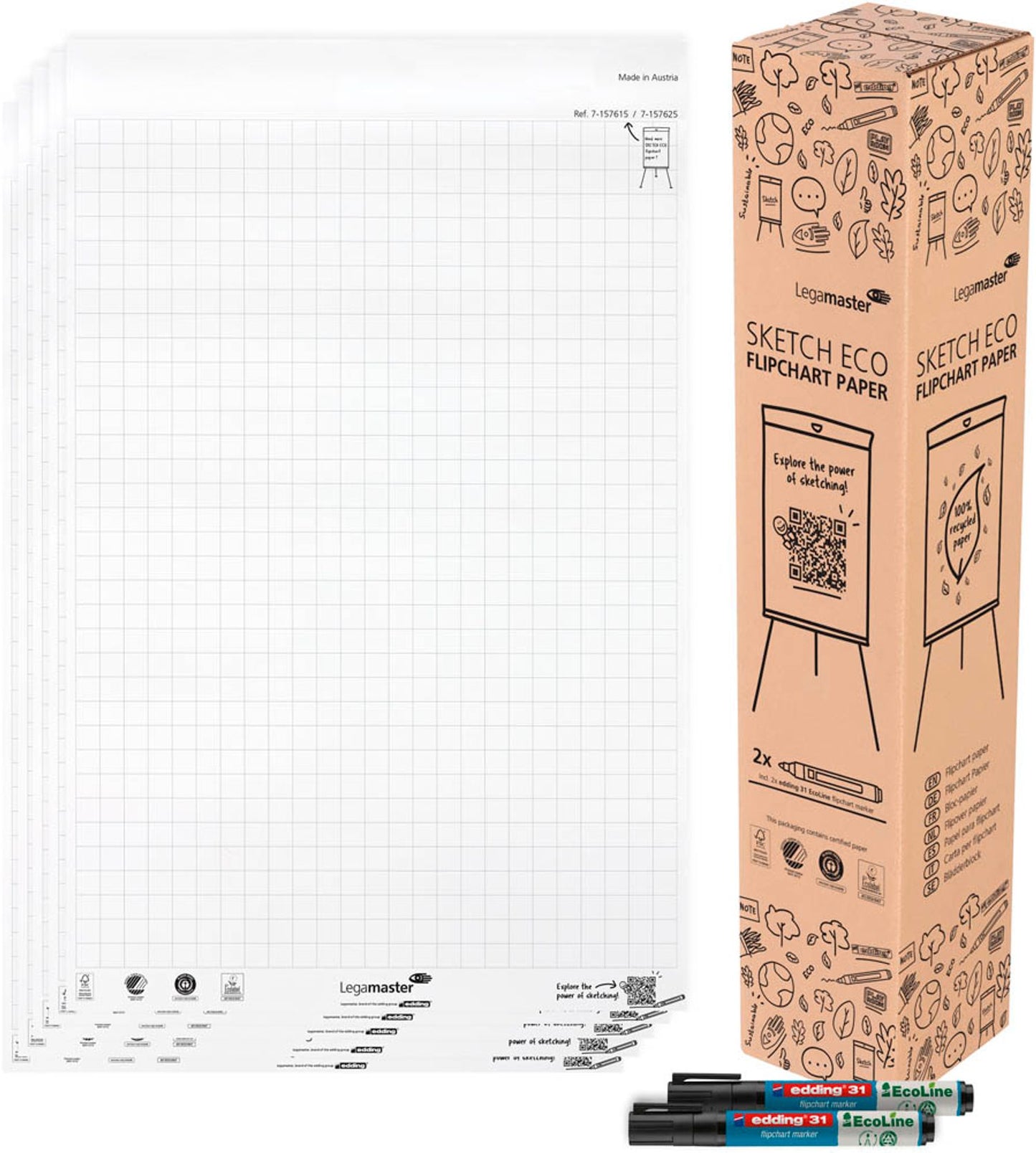 Legamaster Flipchart-Papier SKETCH ECO 65,0 x 98,0 cm, 20 Blatt, 5 Blöcke
