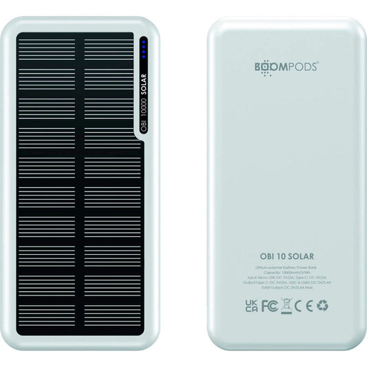 BOOMPODS OBI-SOLAR Solar-Powerbank 10.000 mAh weiß | POSWHT