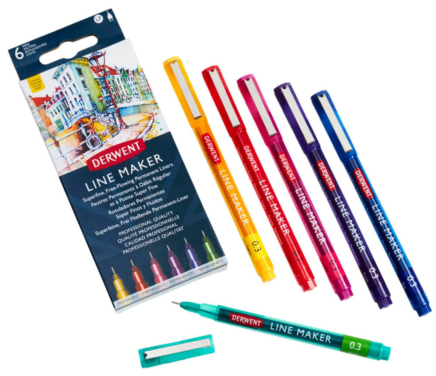 DERWENT Line Maker Fineliner, 6 St.
