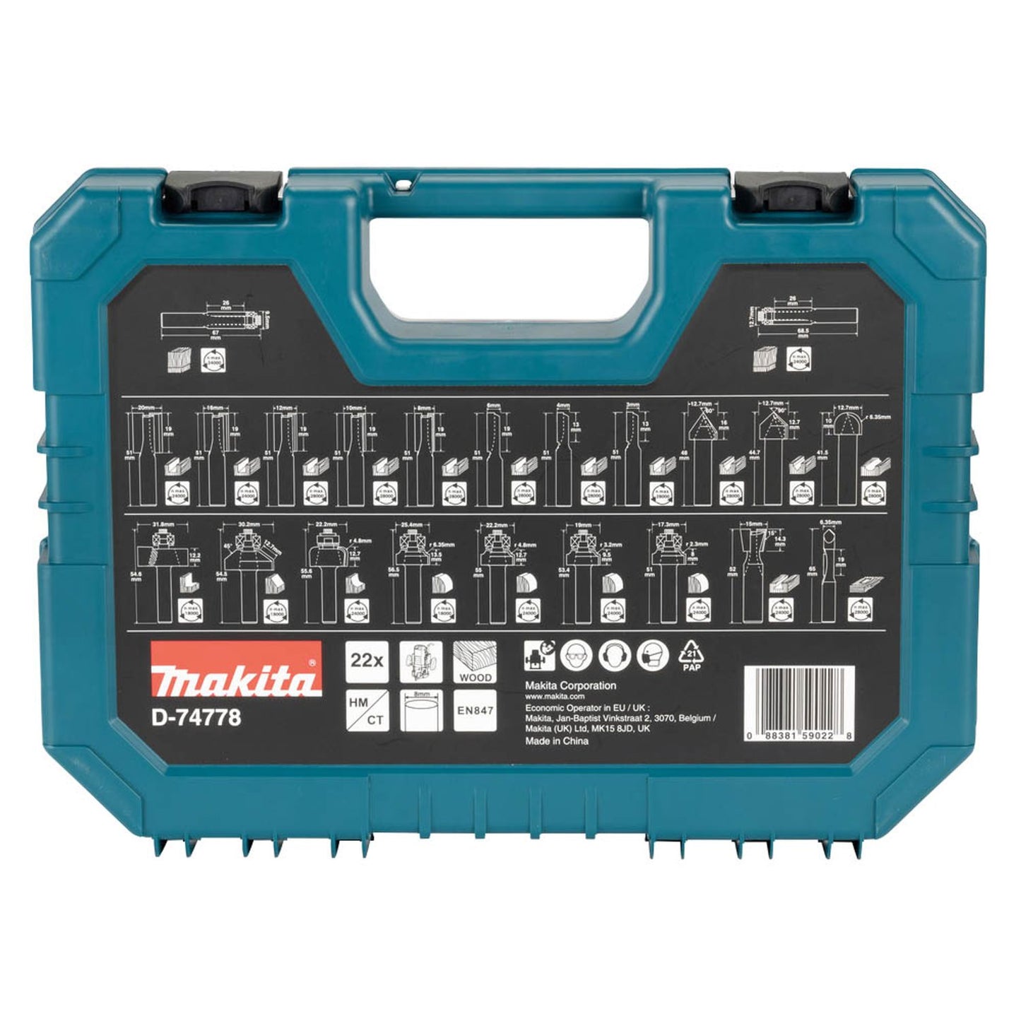 makita Fräser-Set 22-teilig | D-74778