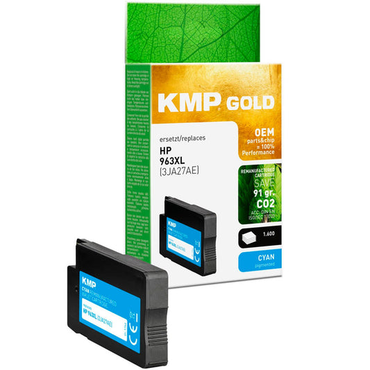 KMP Gold cyan pigmentiert Druckerpatrone kompatibel zu HP 963XL (3JA27AE) | 1766,6003