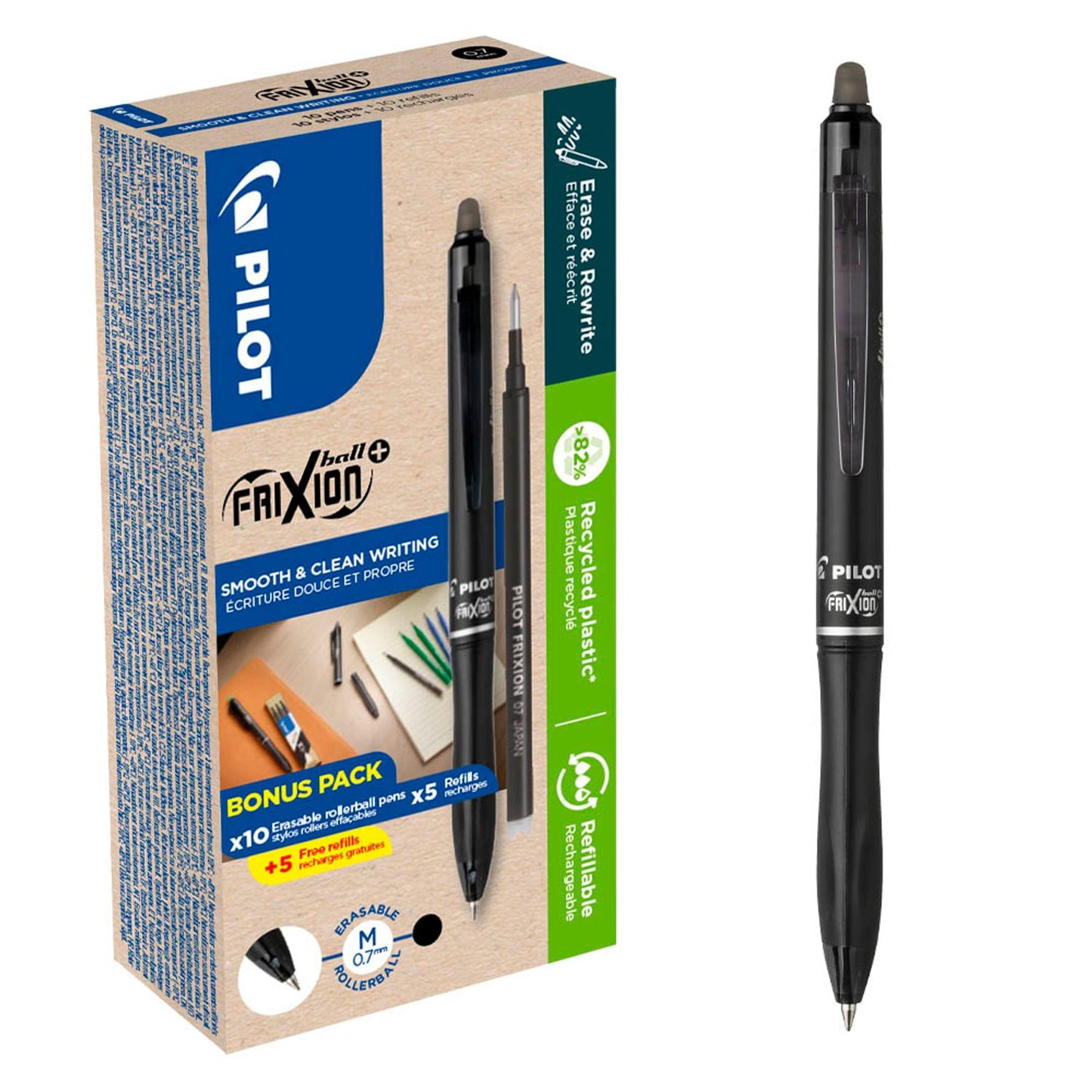 PILOT FRIXION ball + Tintenroller 0,7 mm, Schreibfarbe:, 10 St.
