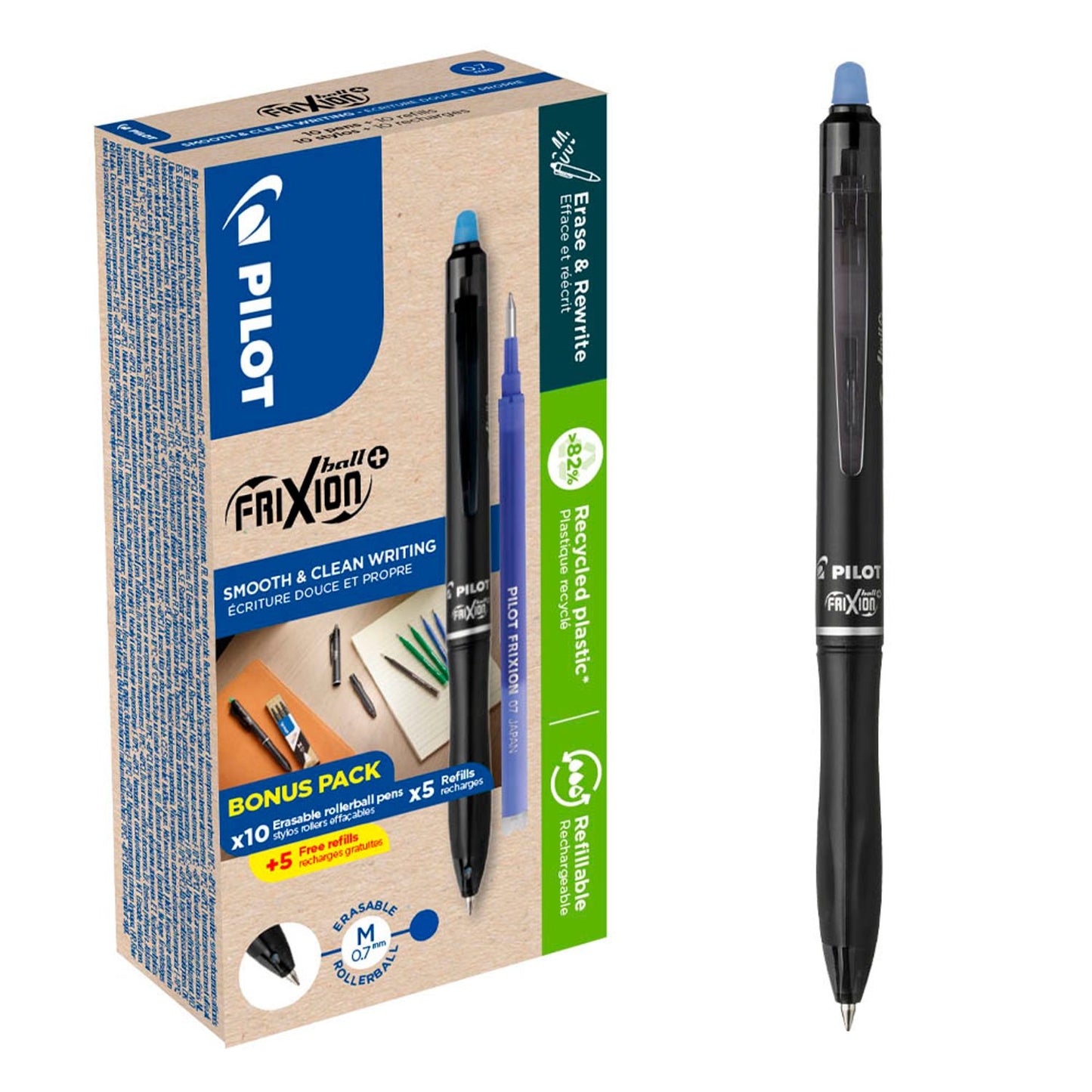 PILOT FRIXION ball + Tintenroller 0,7 mm, Schreibfarbe:, 10 St.