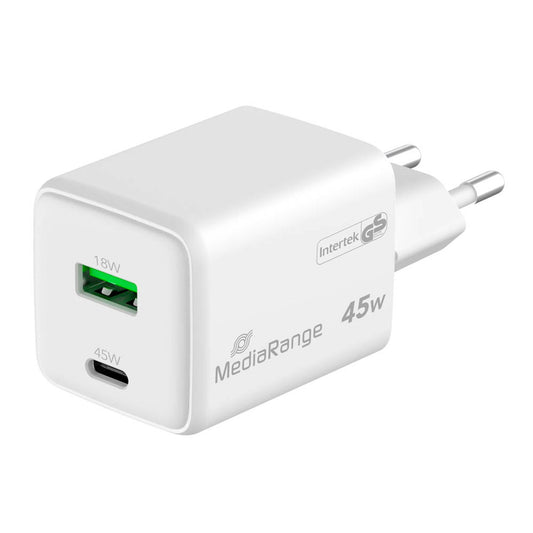 MediaRange 45W USB A/USB C Quick Charge Ladeadapter weiß, 45 Watt | MRMA113-2