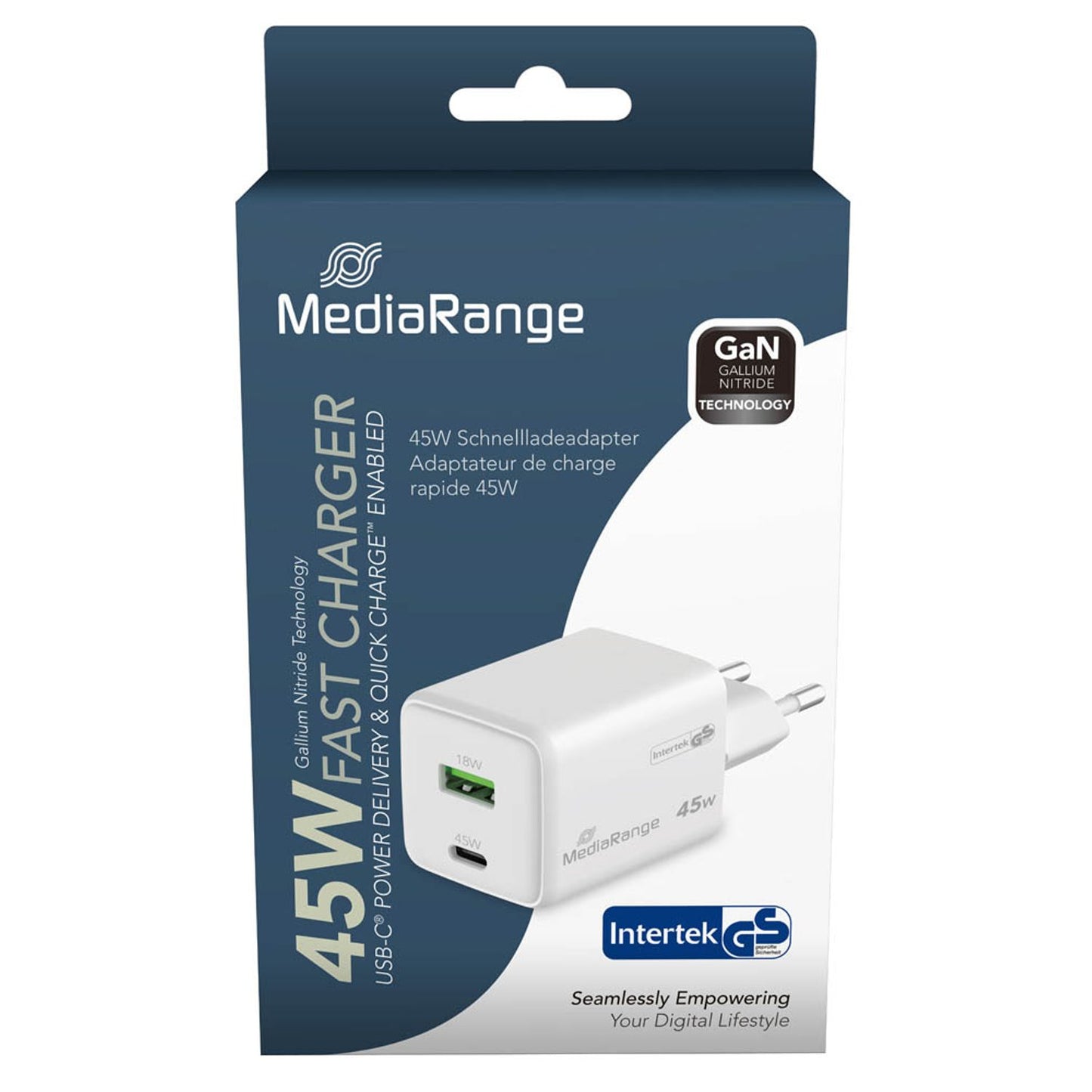 MediaRange 45W USB A/USB C Quick Charge Ladeadapter weiß, 45 Watt | MRMA113-2