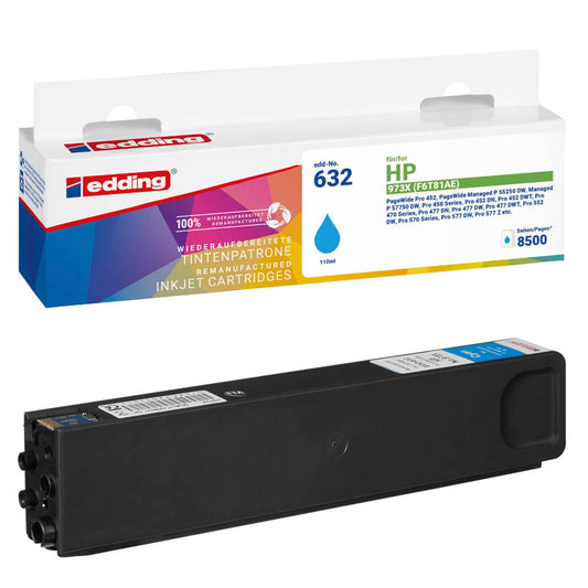 edding EDD-632 cyan Druckerpatrone kompatibel zu HP 973X (F6T81AE) | 18-632