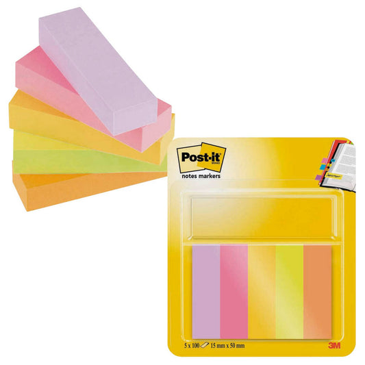 Post-it® Page Marker Energetic Haftmarker farbsortiert 5x 50 Streifen | 7100259441 | 1 Pack = 5x 50 Streifen