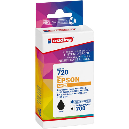 edding EDD-720 schwarz Druckerpatrone kompatibel zu EPSON 604XL (T10H1) | 18-720