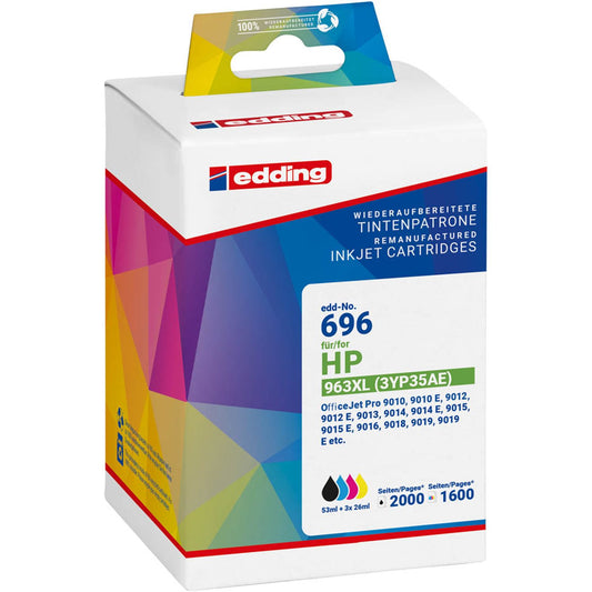 edding EDD-696 schwarz, cyan, magenta, gelb Druckerpatrone kompatibel zu HP 963XL (3YP35AE), 4er-Set | 18-696 | 1 Pack = 4 St.