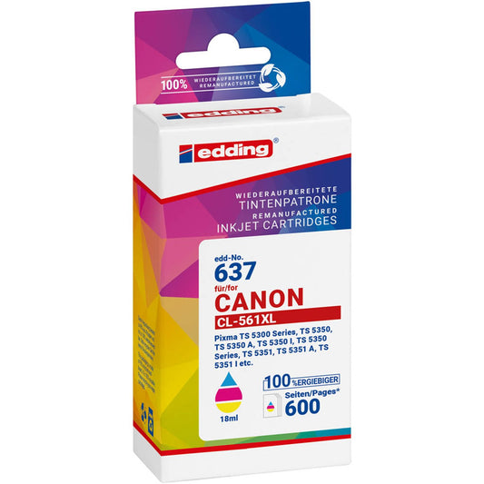 edding EDD-637 color Druckerpatrone kompatibel zu Canon CL-561XL | 18-637