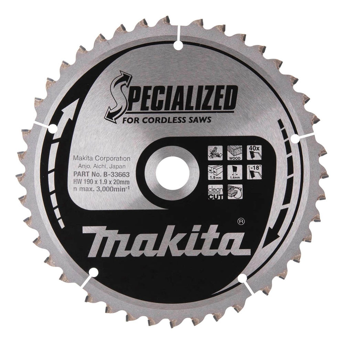 makita MAKBLADE Kreissägeblatt 190,0 mm, 40 Zähne | B-33663