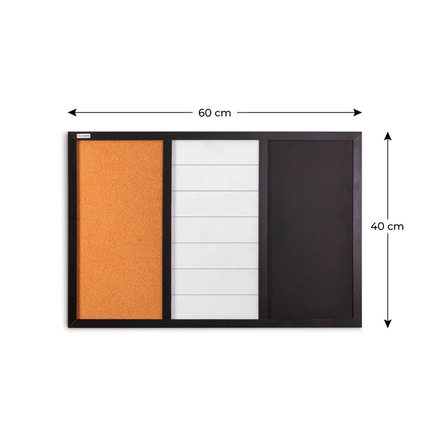 ALLboards Whiteboard-Pinnwand 3-in-1 Kombitafel 60,0 x 40,0 cm Textil schwarz | CO64KBM_BK