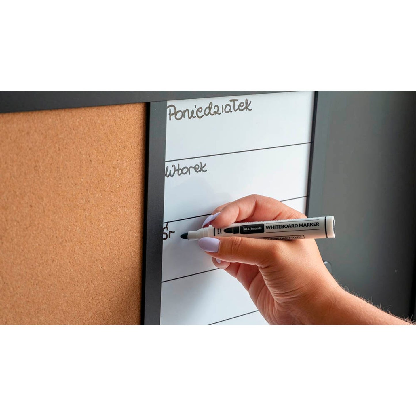 ALLboards Whiteboard-Pinnwand 3-in-1 Kombitafel 60,0 x 40,0 cm Textil schwarz | CO64KBM_BK