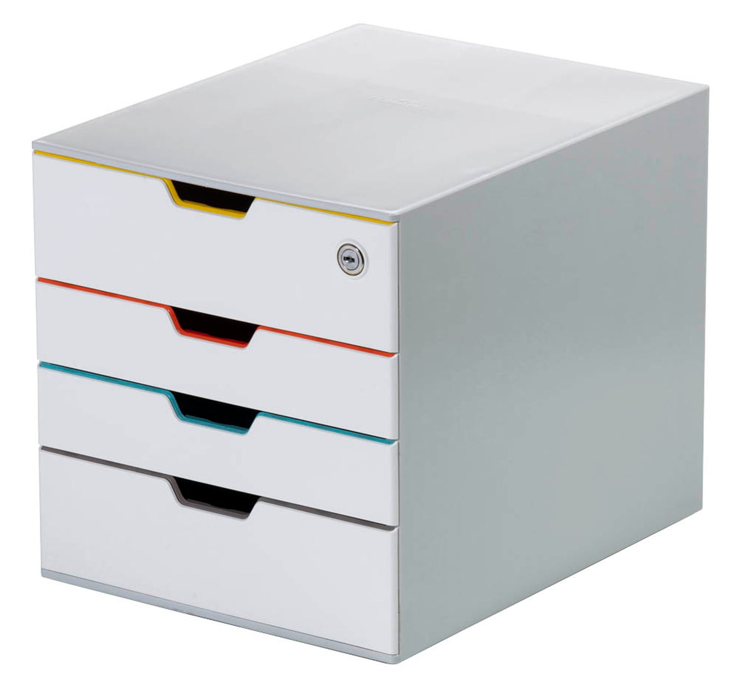 DURABLE Schubladenbox VARICOLOR® SAFE  mit bunten Farblinien, DIN A4, DIN C4 mit 4 Schubladen