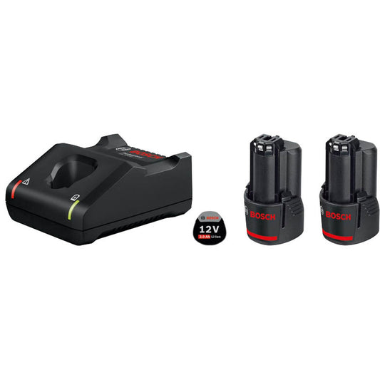 BOSCH Professional Werkzeugakku mit Ladegerät Starter Set 12V Li-Ion 2 x 2,0 Ah | 1600A019R8