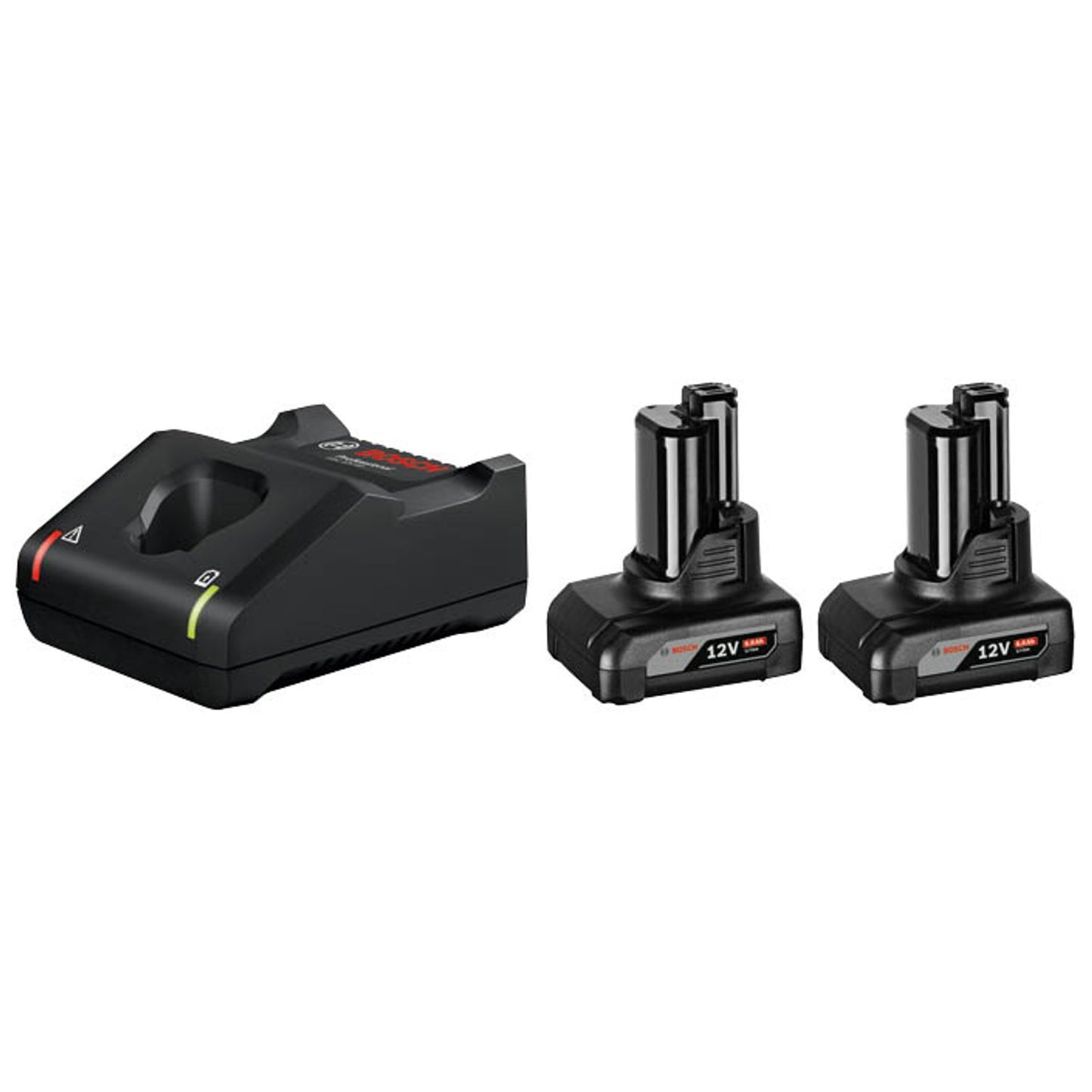 BOSCH Professional Werkzeugakku mit Ladegerät Starter Set 12V Li-Ion 2 x 6,0 Ah | 1600A01B20