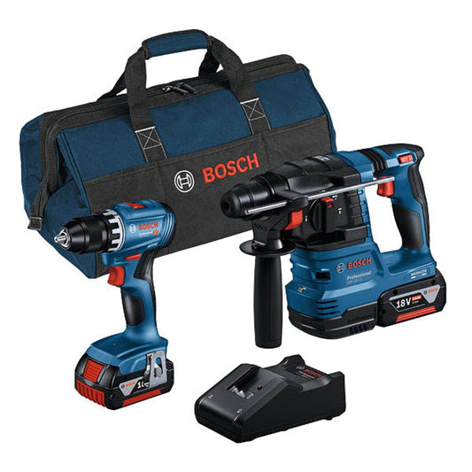 BOSCH Professional AKTION: GSR 18V-45 + GBH 18V-22 Akku-Bohrhammer-Set 18,0 V, mit 2 Akkus mit Prämie nach Registrierung | 0615A50038