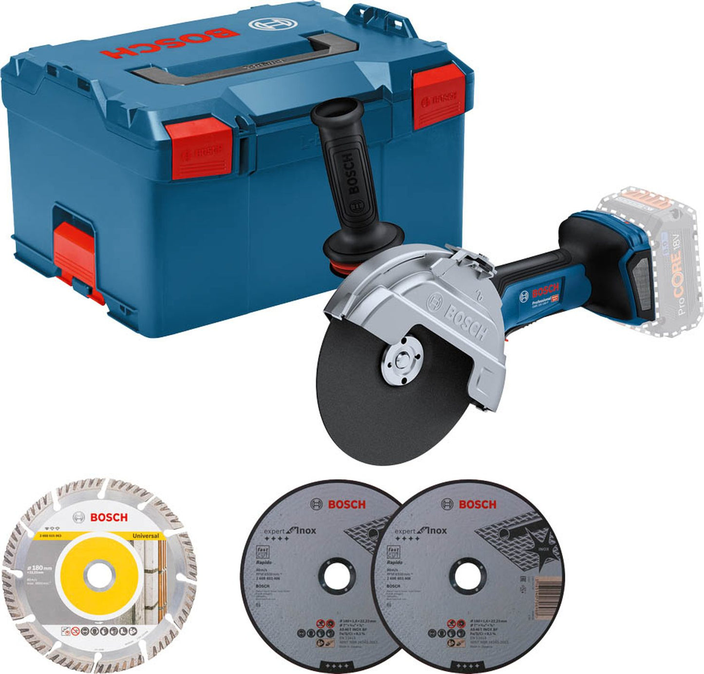 BOSCH Professional GWS 18V-180 P Akku-Winkelschleifer-Set 18,0 V