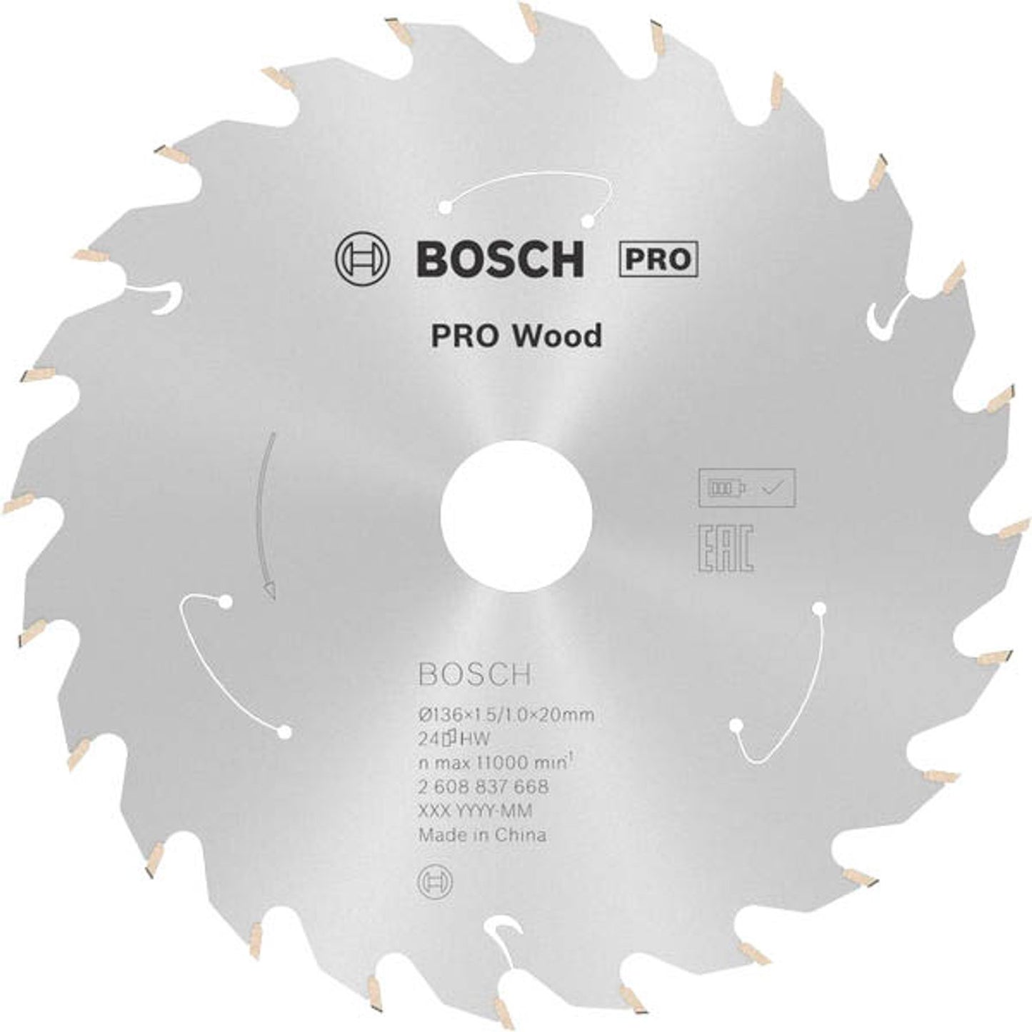 BOSCH PRO Wood Kreissägeblatt 136,0 mm, 24 Zähne | 2608837668