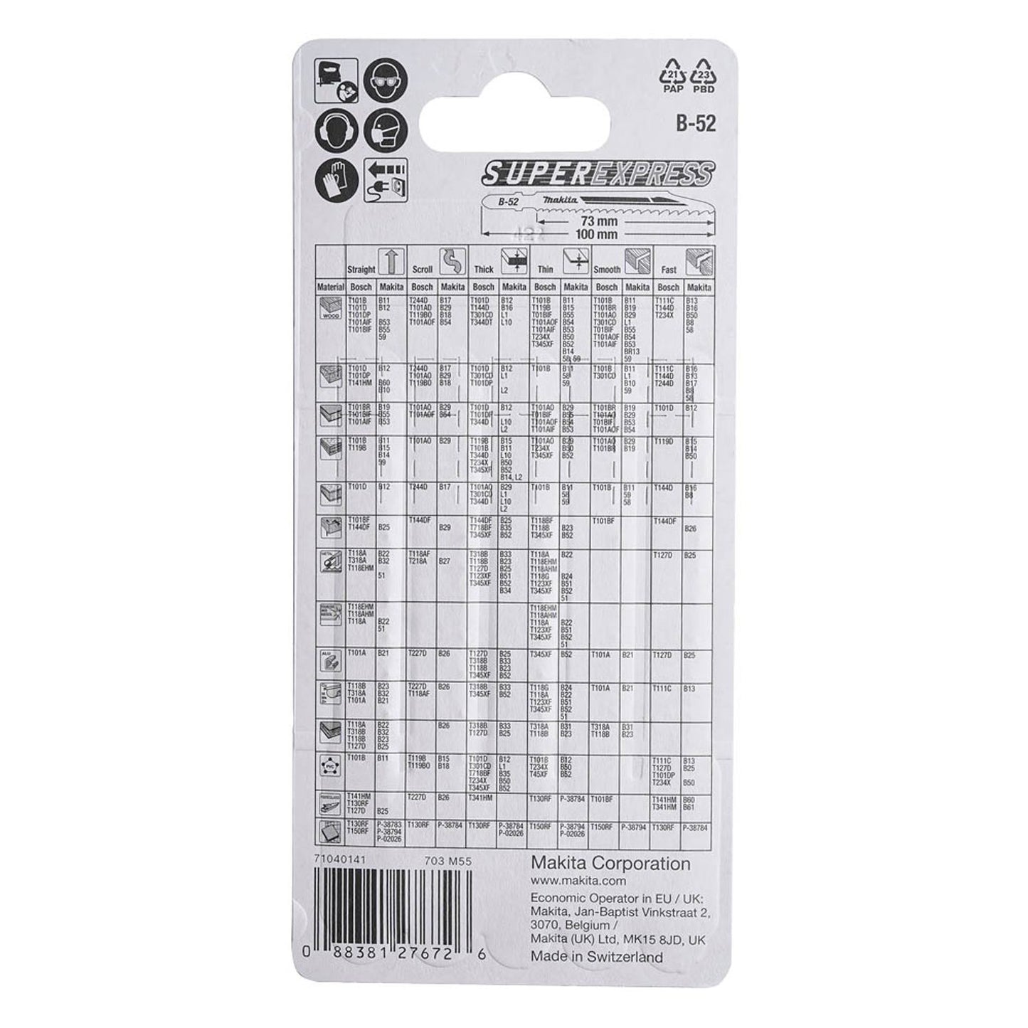 makita B-52 Universal, Stichsägeblätter | B-06482 | 1 Pack = 5 St.