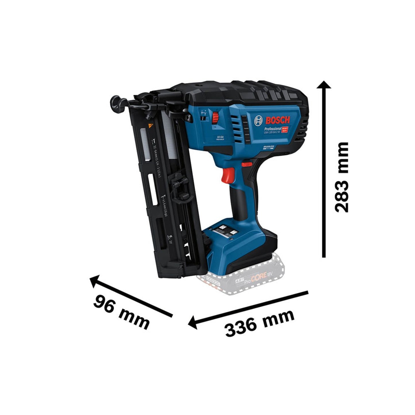 BOSCH Professional GNH 18V-64-2 M Akku-Nagler-Set 18,0 V, ohne Akku | 601482001