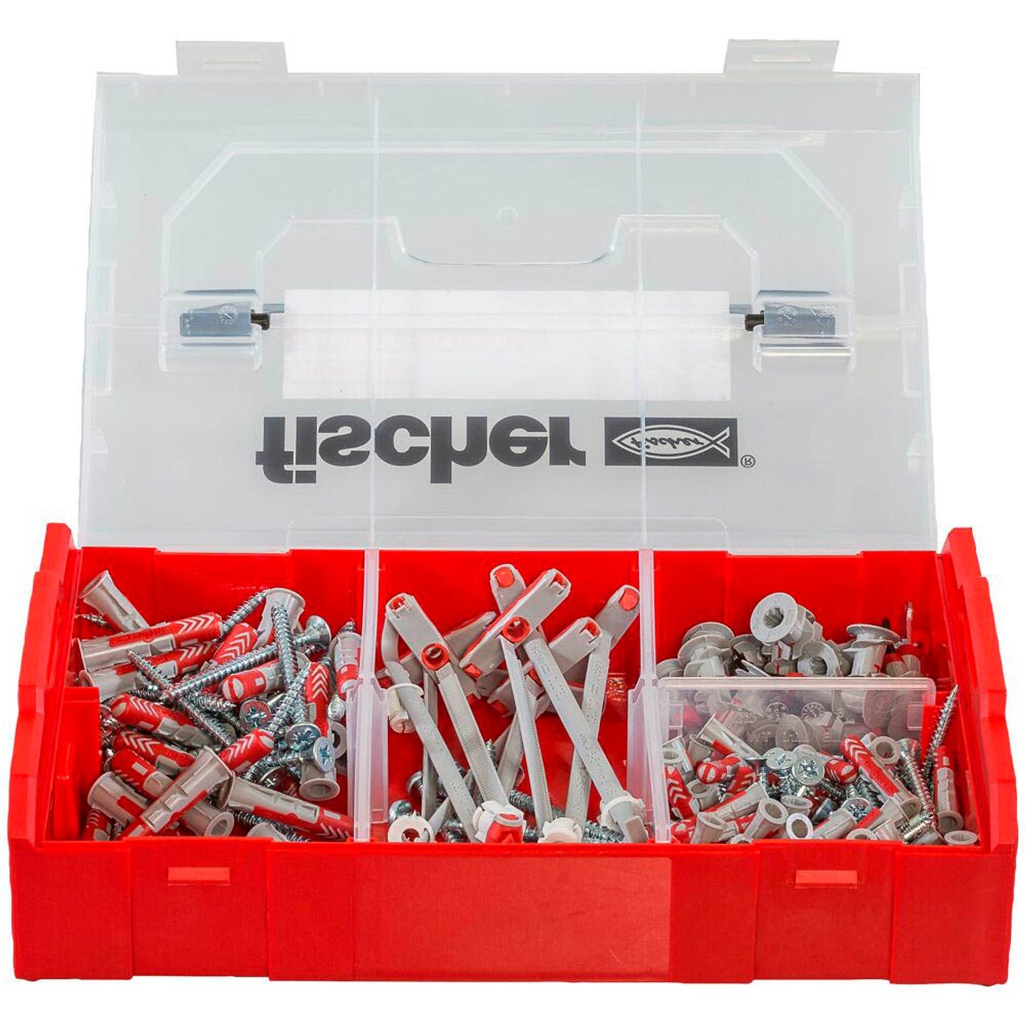fischer FixTainer - DuoLine + S K2 Dübel- und Schrauben-Sortiment Ø 4,5/5/6/8/10 mm 10/30/40/55/60 mm | 548862 | 1 Pack = 181 St.