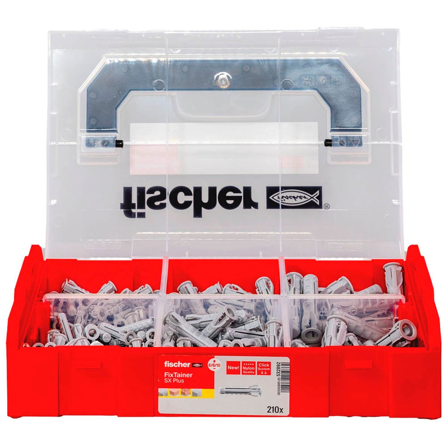fischer FixTainer - SX Plus Spreizdübel-Sortiment Ø 6/8/10 mm 30/40/50 mm | 532892 | 1 Pack = 210 St.