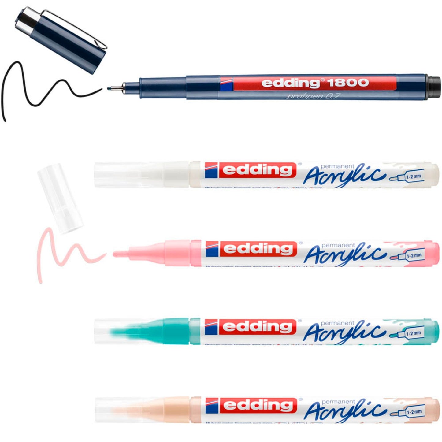 edding Manga Acrylstifte-Set farbsortiert 1,0 - 2,0 mm | 4-5300-1800-5-1