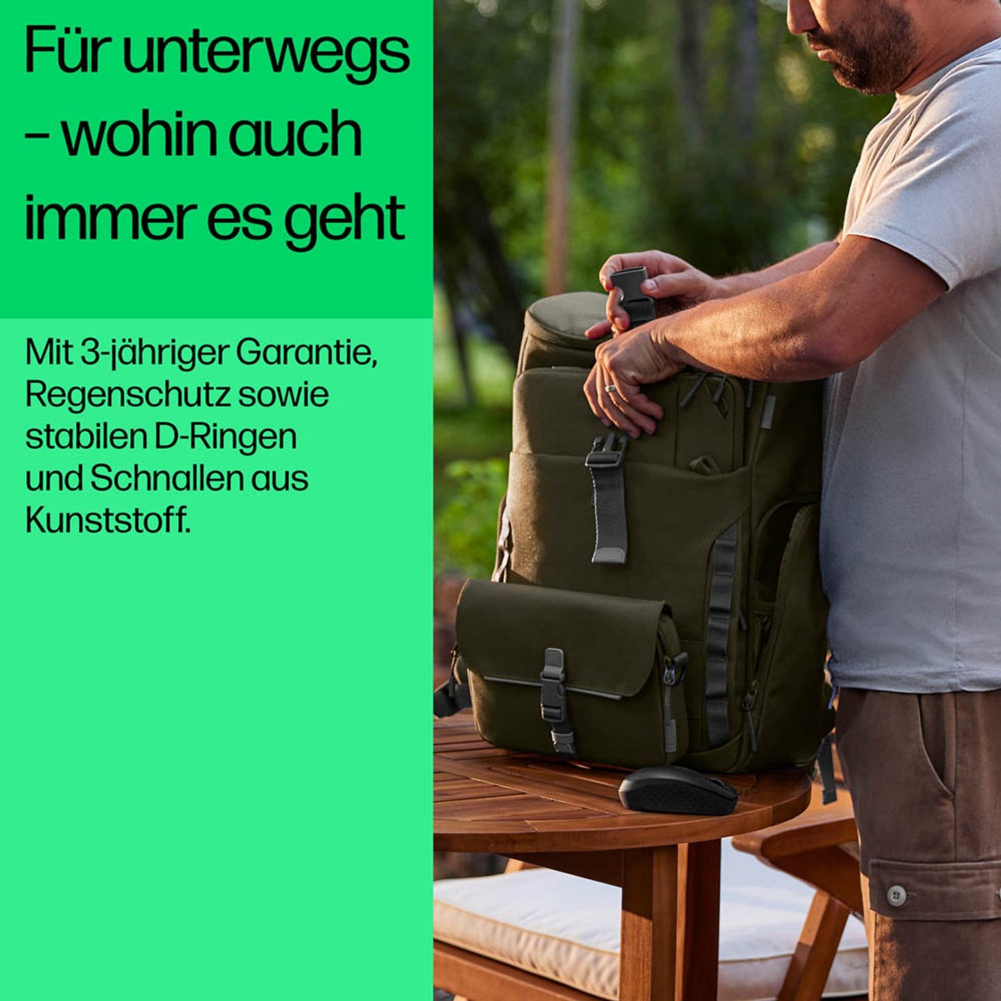 HP Laptop-Rucksack Kunstfaser grün/grau 27,0 l bis 39,6 cm (15,6 Zoll) | 9J496AA