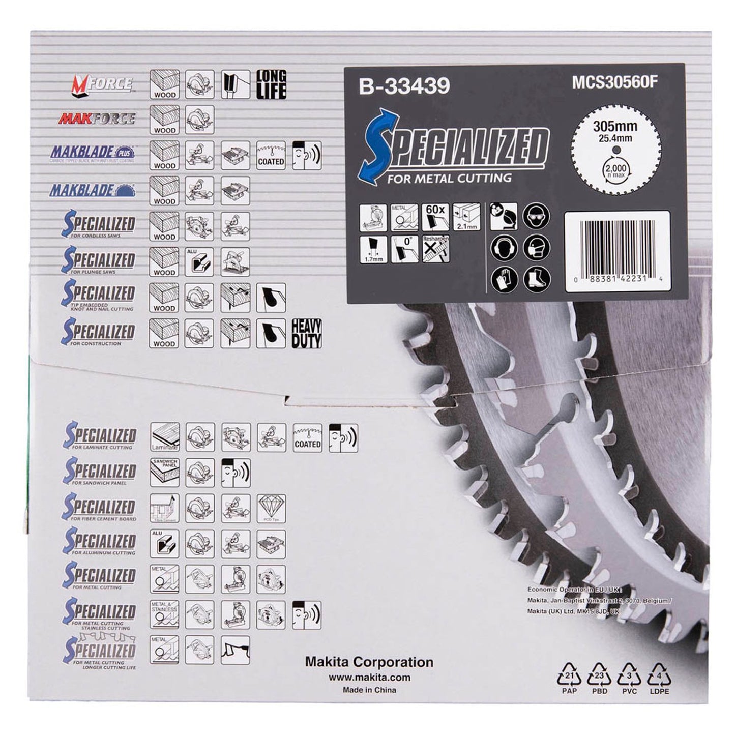 makita SPECIALIZED Kreissägeblatt 305,0 mm, 60 Zähne | B-33439