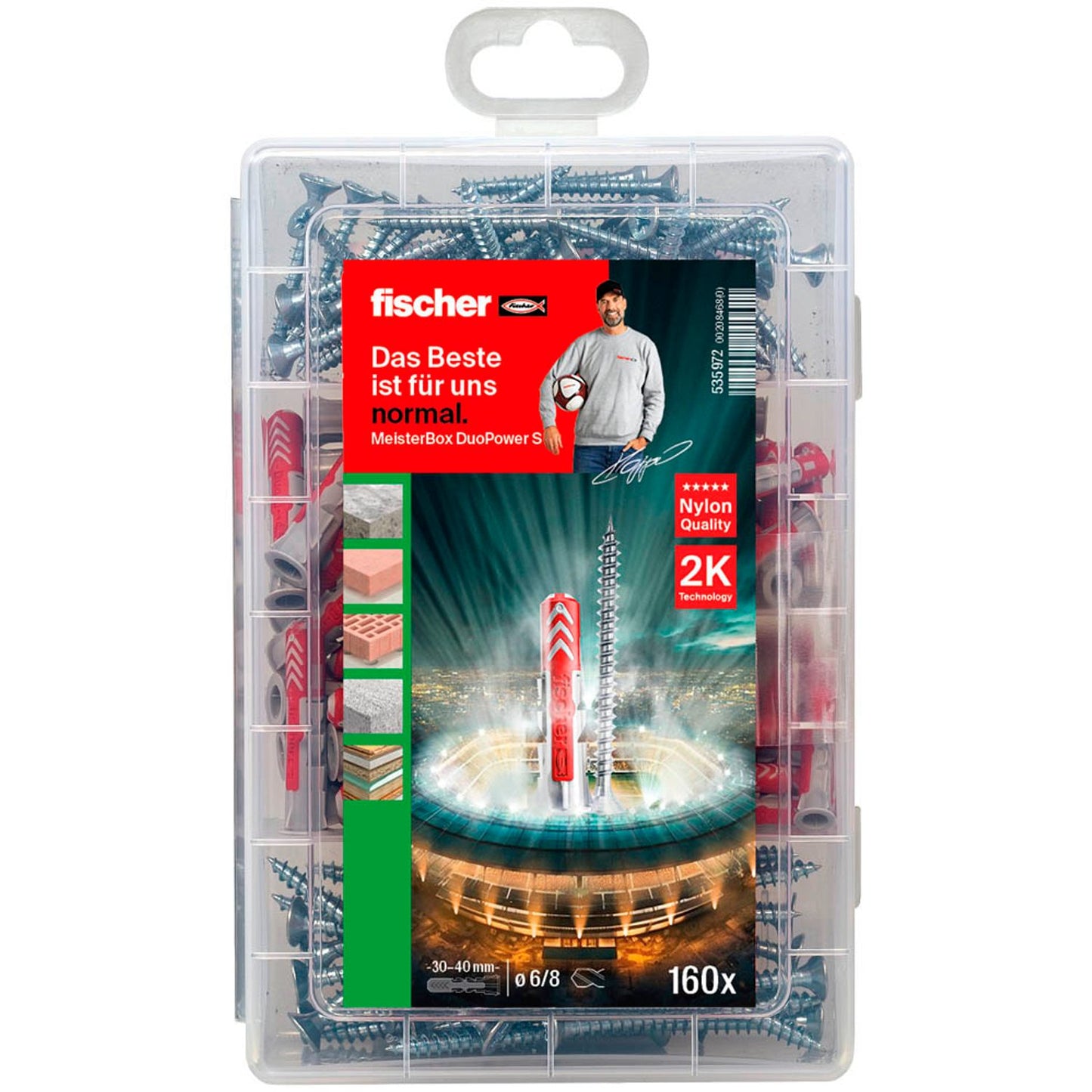 fischer Meister-Box DuoPower + S 2K Dübel- und Schrauben-Sortiment Ø 4,5/5/6/8 mm 30/40/55 mm | 535972