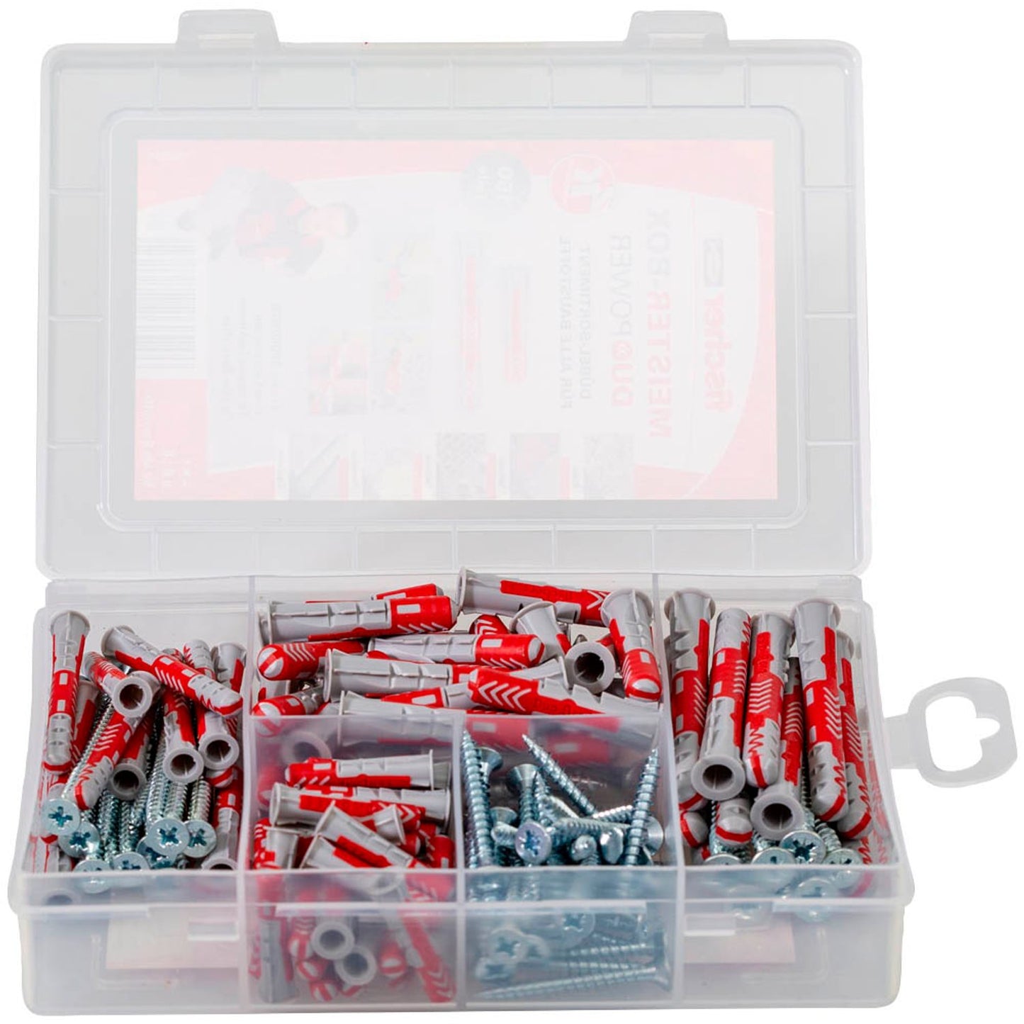 fischer Meister-Box-DuoPower kurz/lang + S 2K Dübel- und Schrauben-Sortiment Ø 4,5/5/6/8 mm 30/40/50/55/60/65/80 mm | 540299