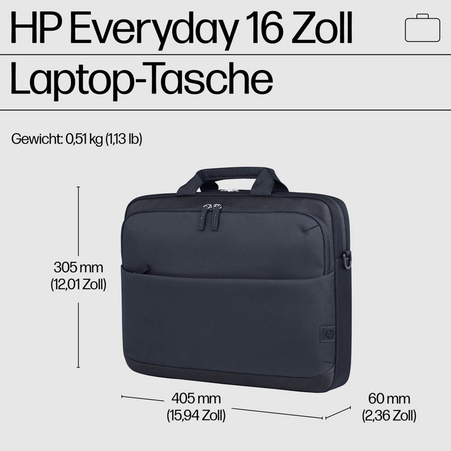 HP Laptoptasche Everyday Kunstfaser schwarz bis 40,6 cm (16 Zoll) | A08JWAA